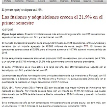 Las fusiones y adquisiciones crecen el 21,9% en el primer semestre